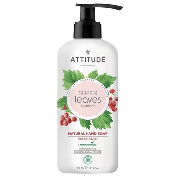 Attitude Super Leaves hipoallergén natúr folyékony szappan vörös szőlőlevél 473ml Attitude Super Leaves hipoallergén natúr folyékony szappan vörös szőlőlevél 473ml