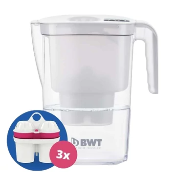 BWT Vida asztali manuális vízszűrő kancsó szett fehér 2,6l +3db filter