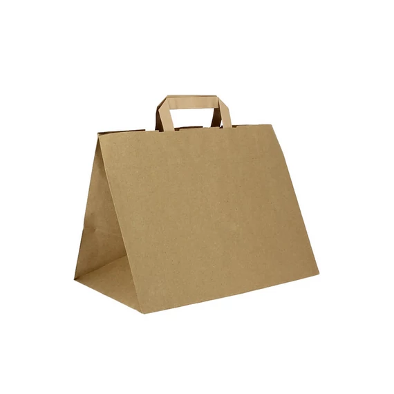 Szalagfüles papírtáska kraft "M" 26x25/17cm - 250 db/csomag